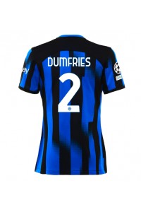 Inter Milan Denzel Dumfries #2 Jalkapallovaatteet Naisten Kotipaita 2023-24 Lyhythihainen